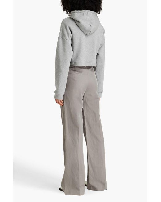 Nili Lotan Gray Flavie Cotton And Linen-blend Twill Wide-leg Pants