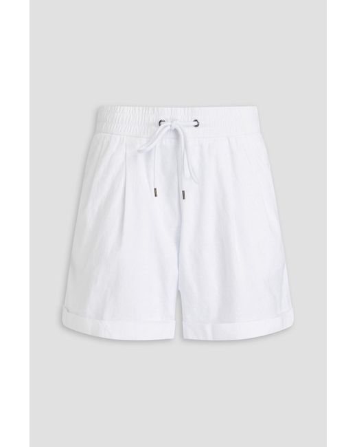 James Perse White Pleated Linen-blend Shorts