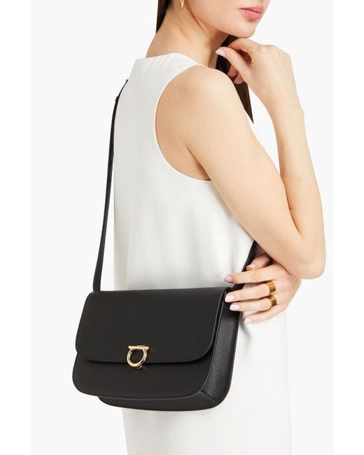 Ferragamo Black Gemini Pebbled-leather Shoulder Bag