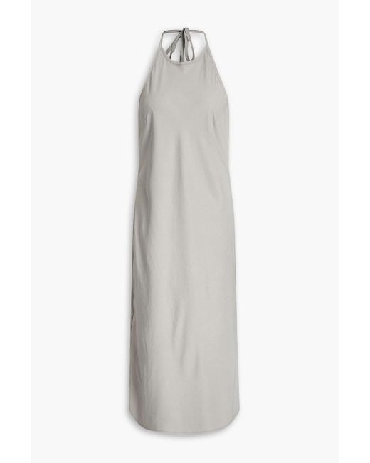 James Perse White Woven Halterneck Midi Dress