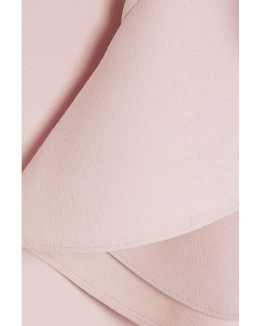 Valentino Garavani Pink Ruffled Wool And Silk-blend Crepe Mini Dress