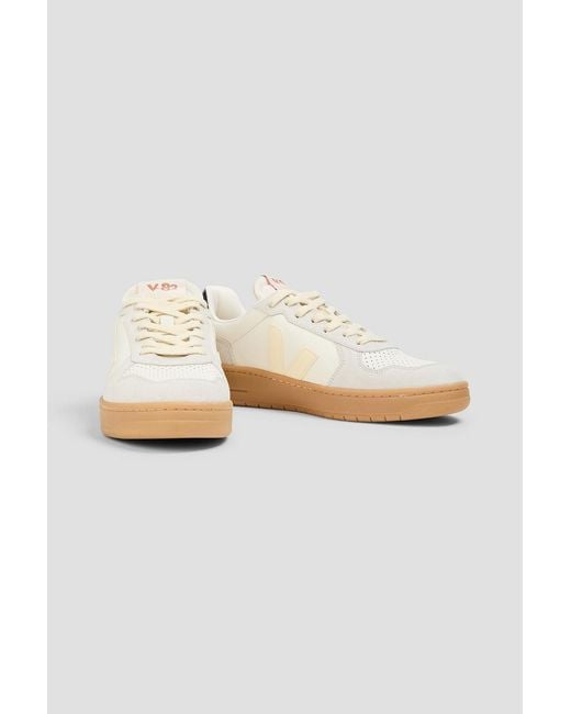 Veja White V-82 Suede And Leather Sneakers for men