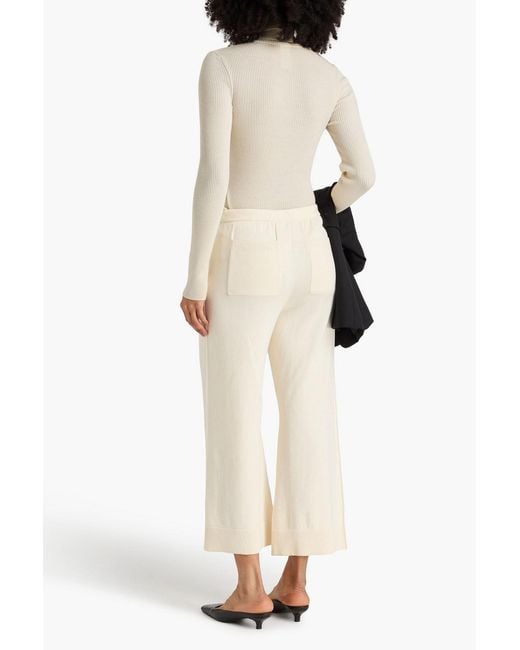 Jonathan Simkhai Natural Celine Cropped Cotton And Cashmere-Blend Wide-Leg Pants