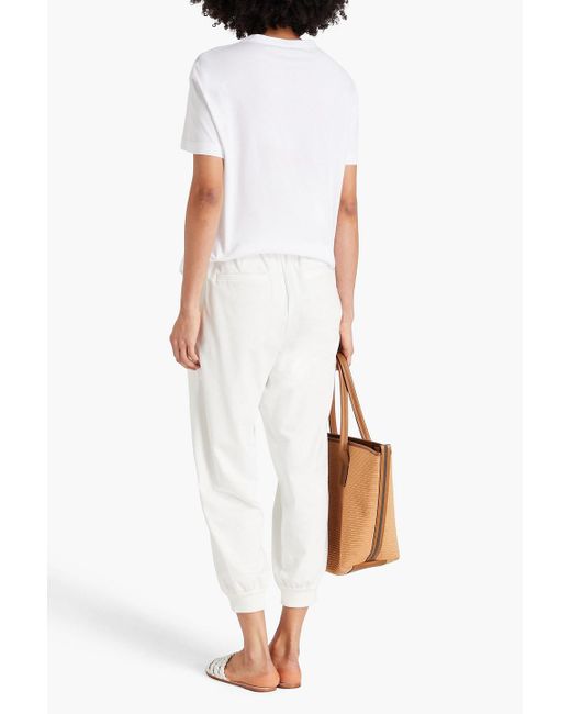 Brunello Cucinelli White Sequin-embellished Silk-georgette And Cotton-jersey T-shirt