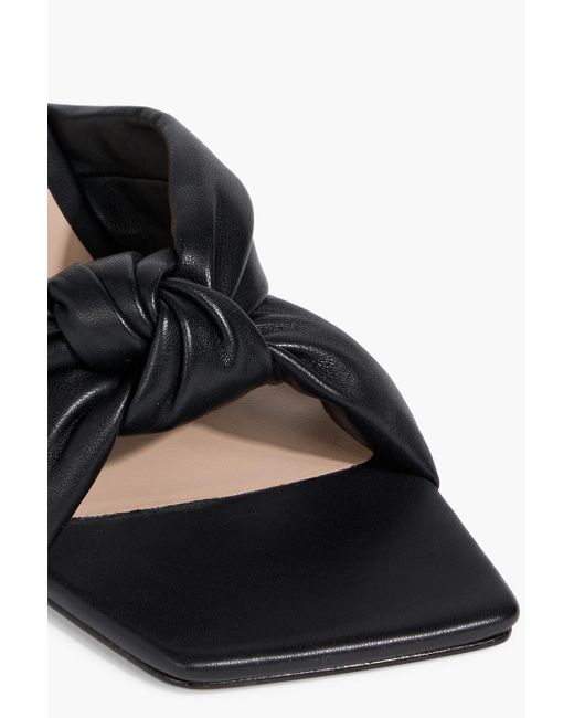 Stuart Weitzman Black Playa 50 Knotted Padded Leather Mules