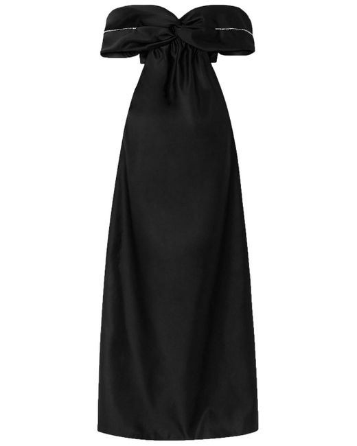 Area Black Off-the-shoulder Cutout Crystal-embellished Duchesse-satin Gown