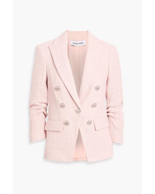 Veronica Beard Pink Ryland Dickey Double-Breasted Tweed Blazer