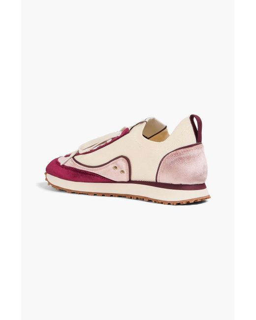 Zimmermann Pink Color-block Velvet And Stretch-knit Sneakers