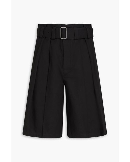 Jil Sander Black Pleated Cotton-canvas Shorts for men