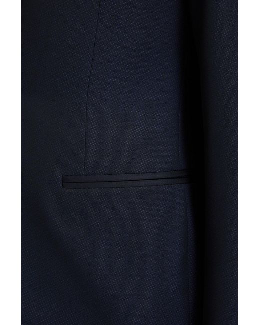 Canali Blue Satin-Trimmed Wool-Jacquard Blazer for men