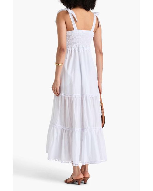 Charo Ruiz White Delphinus Tiered Cotton-Blend Voile Maxi Dress