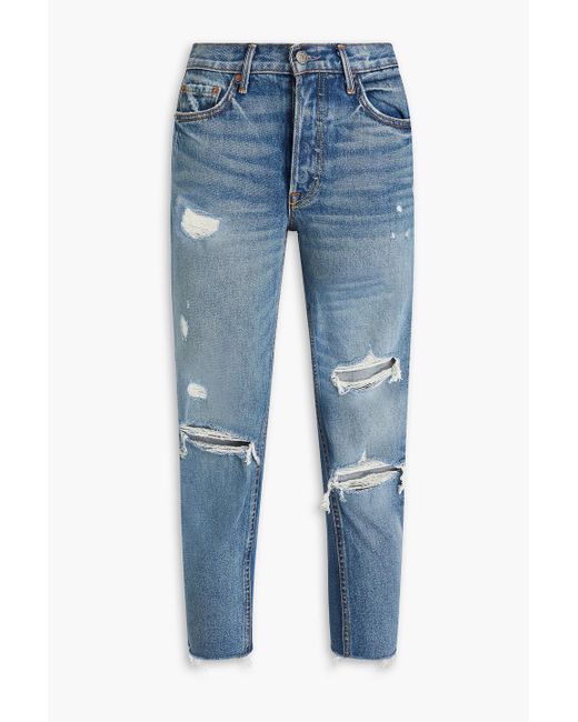 GRLFRND Blue Karolina Petite Distressed High-rise Slim-leg Jeans