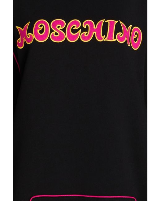 Moschino Black Embroidered French Cotton-terry Sweatshirt