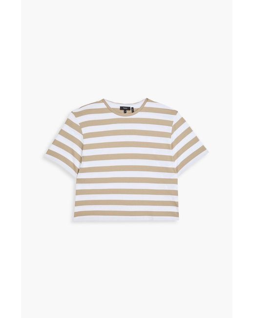 Theory Natural Striped Pima Cotton-jersey T-shirt