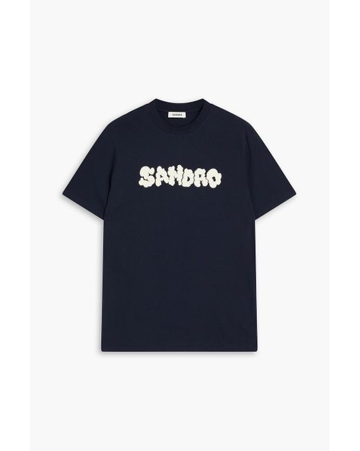 Sandro Blue Logo-print Cotton-jersey T-shirt for men