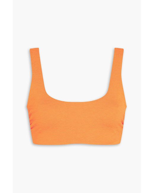 Mara Hoffman Orange Lira geripptes bikini-oberteil
