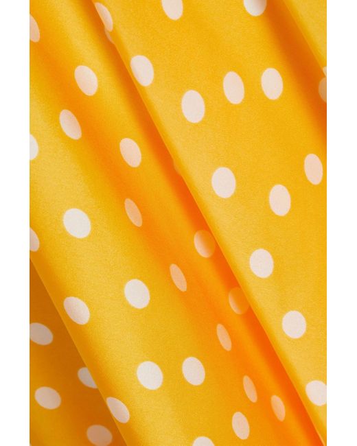 Claudie Pierlot Yellow Cutout Knotted Polka-dot Silk-satin Mini Dress