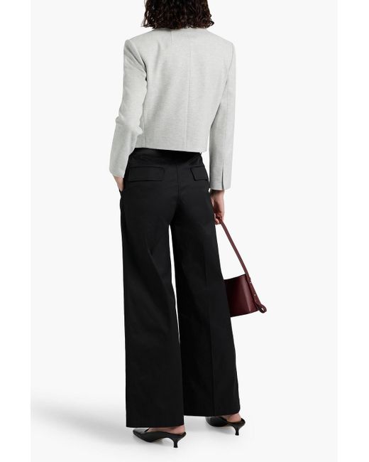 Theory White Cropped Herringbone Knitted Jacket