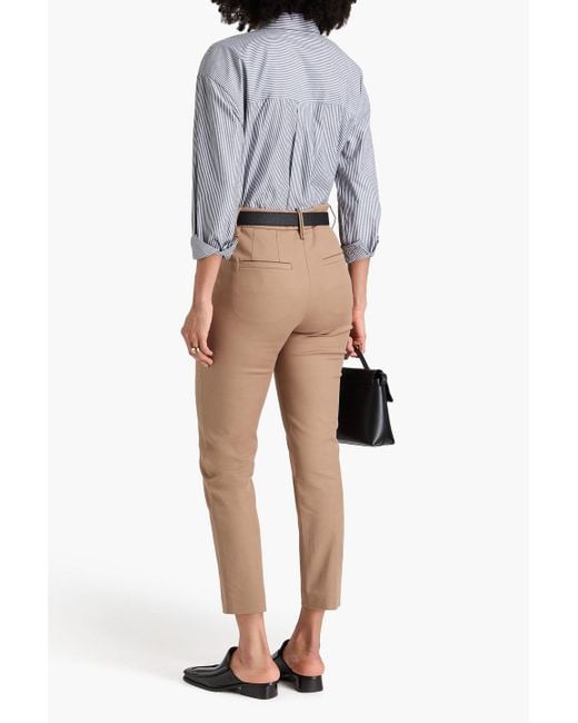 Brunello Cucinelli Natural Cropped karottenhose aus twill aus einer baumwollmischung
