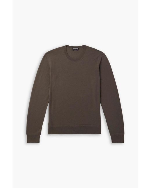 Tom Ford Brown Slim-fit Merino Wool Sweater for men