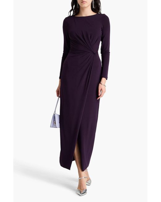Giorgio Armani Blue Wrap-effect Jersey Maxi Dress