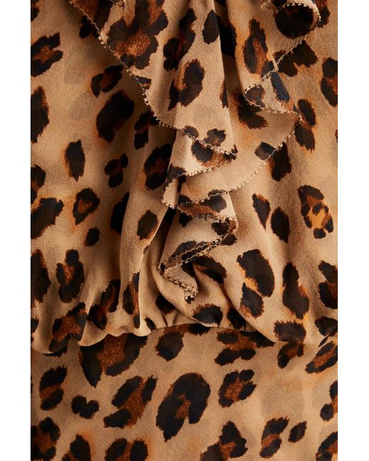 Veronica Beard Brown Avenel Gathered Leopard-print Silk-georgette Midi Dress