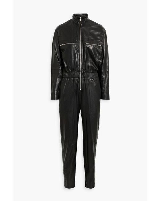 IRO Black Ikaraz Leather Jumpsuit