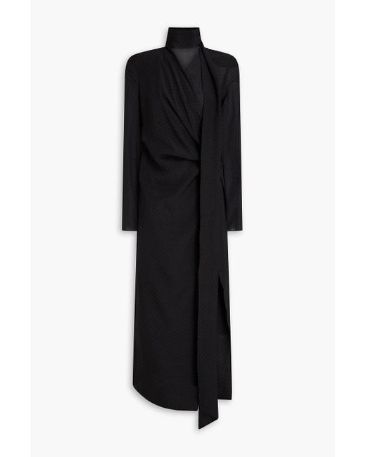 Petar Petrov Black All The Way Polka-Dot Silk Crepe De Chine Midi Wrap Dress