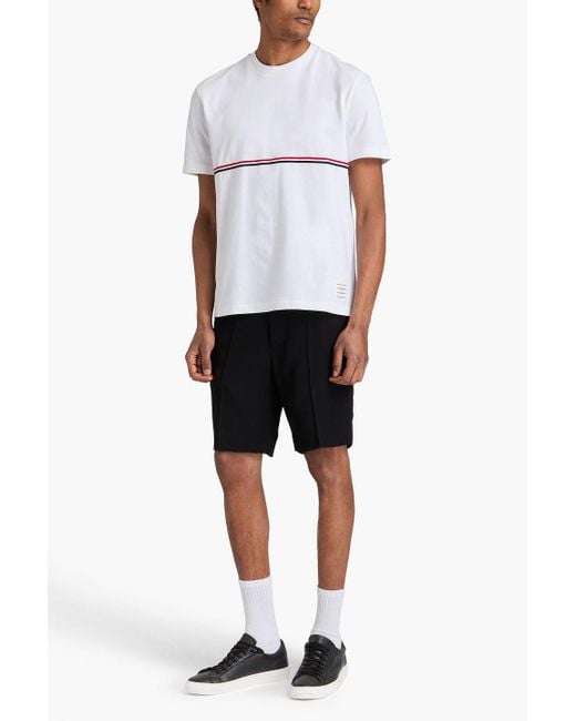 Thom Browne White Striped Cotton-Jersey T-Shirt for men