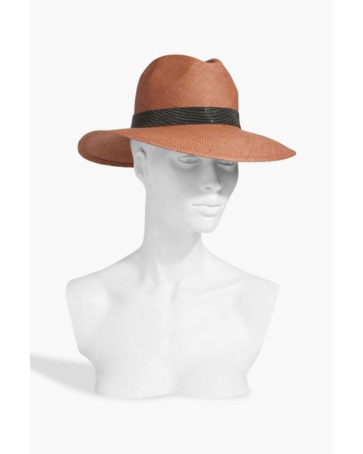 Brunello Cucinelli Brown Bead-embellished Straw Sunhat