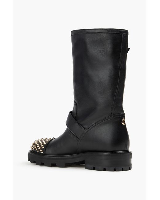 Jimmy Choo Black Biker Ii Studded Leather Ankle Boots