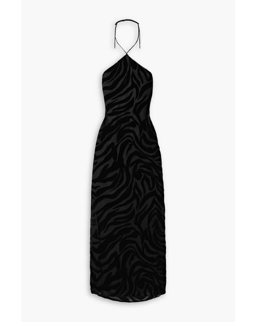 Anine Bing Black Leanne Devoré-velvet Halterneck Maxi Dress