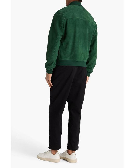 Frescobol Carioca Green Vicente Suede Bomber Jacket for men