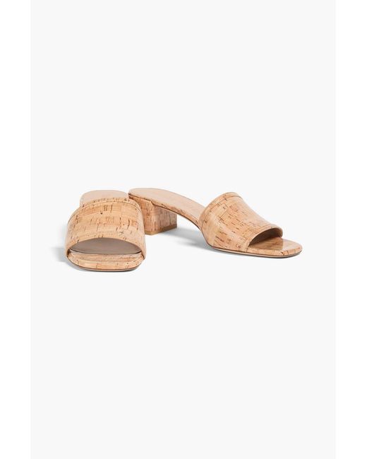 Stuart Weitzman White Cayman 35 Glossed Cork Mules