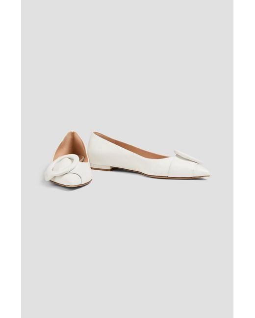 Gianvito Rossi White Venezia Buckled Leather Point-Toe Flats