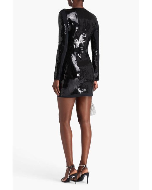 Rabanne Black Sequined Jersey Mini Dress