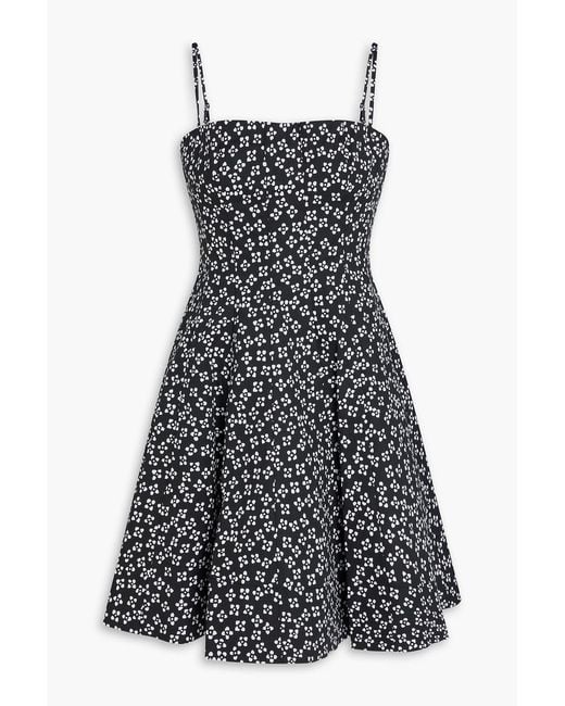 Staud Gray Wylie Floral-Print Cotton-Poplin Mini Dress