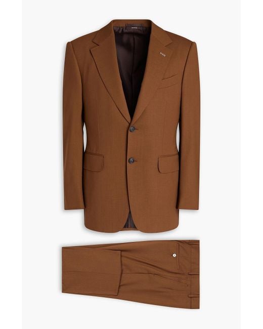 Dunhill Brown Slim-fit Grain De Poudre Wool Suit for men