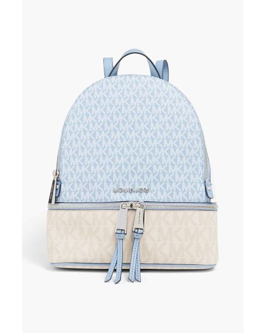 MICHAEL Michael Kors Color-block Logo-print Faux Textured-leather Backpack  in Blue
