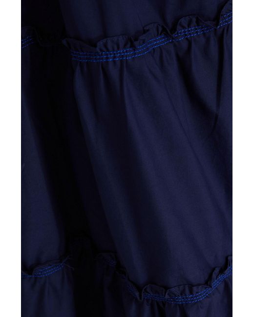 10 Crosby Derek Lam Blue Rowena Tiered Stretch-cotton Poplin Midi Dress