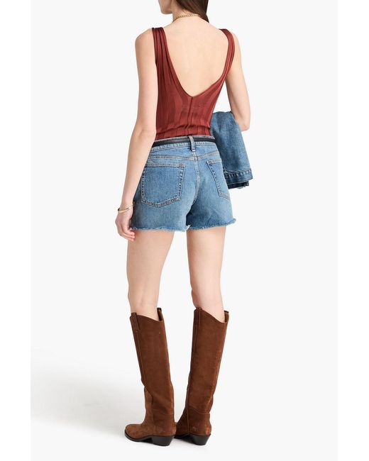 Rag & Bone Blue Dre Frayed Denim Shorts