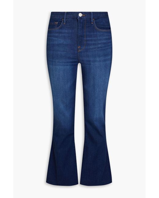 FRAME Blue Le Super High Cropped High-rise Bootcut Jeans
