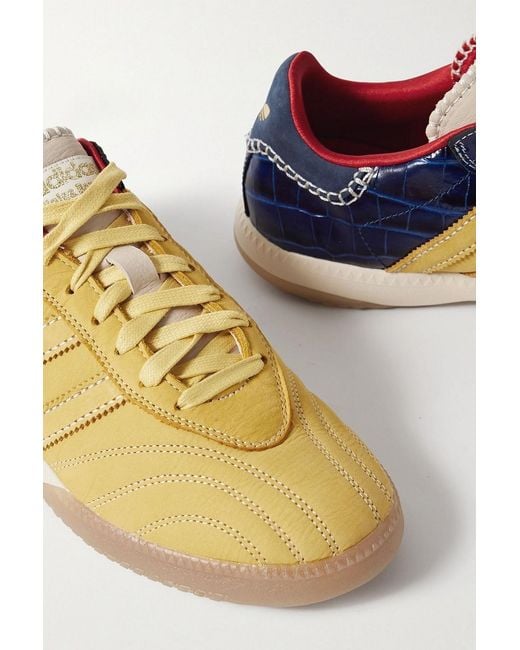 Adidas Originals Blue Wales Bonner Samba Millennium Paneled Suede And Croc-Effect Leather Sneakers for men