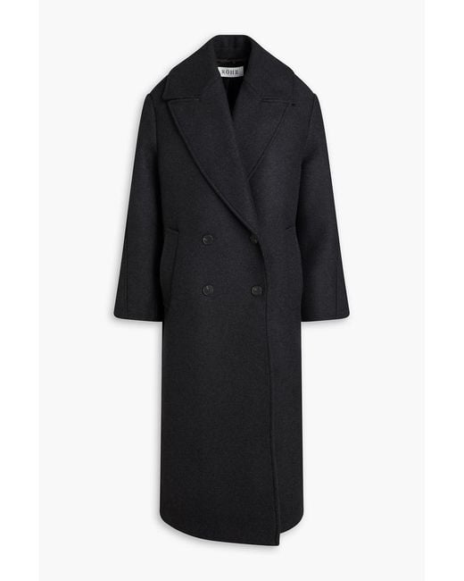 Rohe Black Double-Breasted Wool-Blend Felt Coat