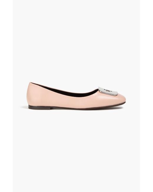 Tory Burch White Georgia Embellished Ballet Flats