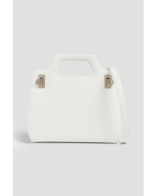 Ferragamo White Wanda Glossed-leather Tote