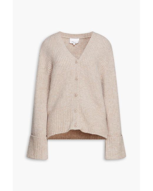 3.1 Phillip Lim Natural Brushed Ribbed-knit Cardigan