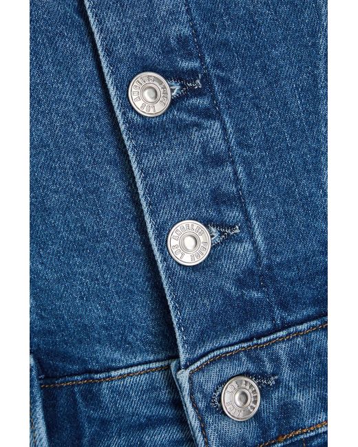 PAIGE Blue Anessa Cropped Denim Jumpsuit