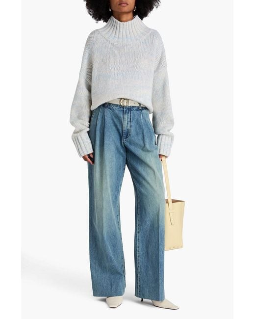 Zimmermann Blue Pleated High-Rise Wide-Leg Jeans
