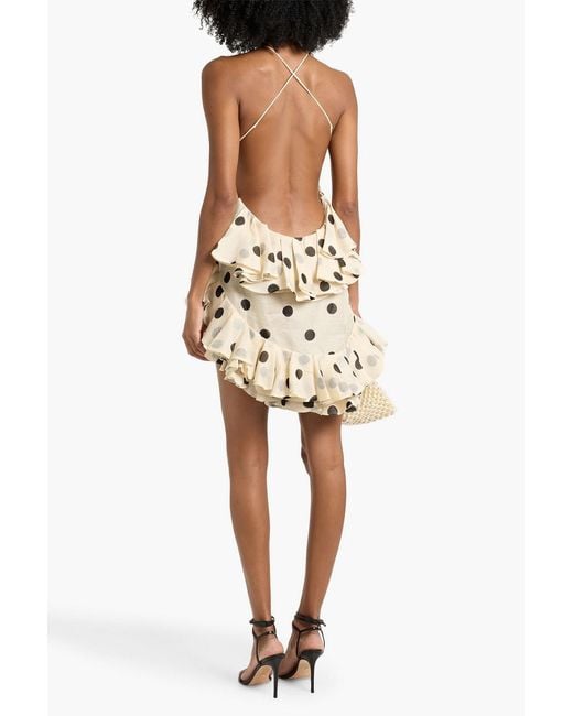Zimmermann Natural Crush Polka Dot Ruffle Minidress